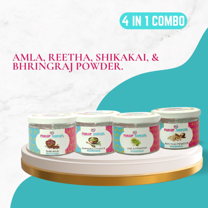 4 IN 1 COMBO PACK - AMLA POWDER, REETHA POWDER, SHIKAKAI POWDER, BHRINGRAJ POWDER.