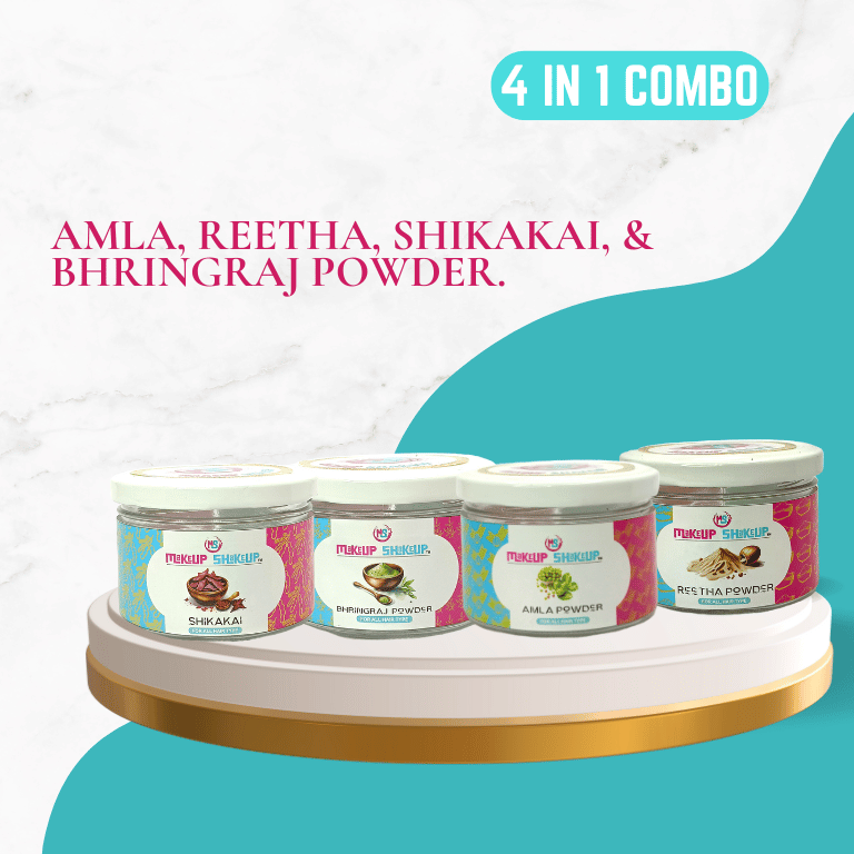 4 IN 1 COMBO - AMLA POWDER, REETHA POWDER, SHIKAKAI POWDER, BHRINGRAJ POWDER.